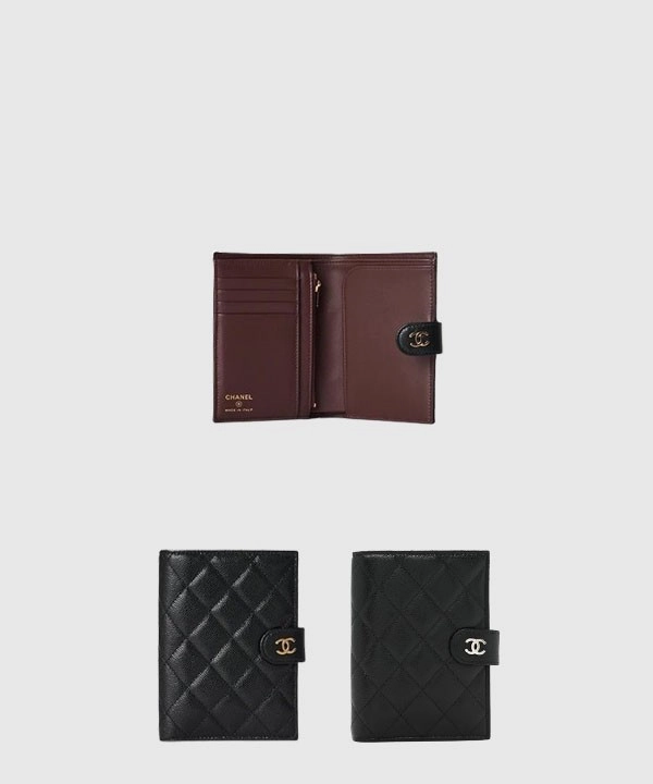 샤넬 클래식 카드지갑 여권케이스 캐비어 블랙 AP3791
