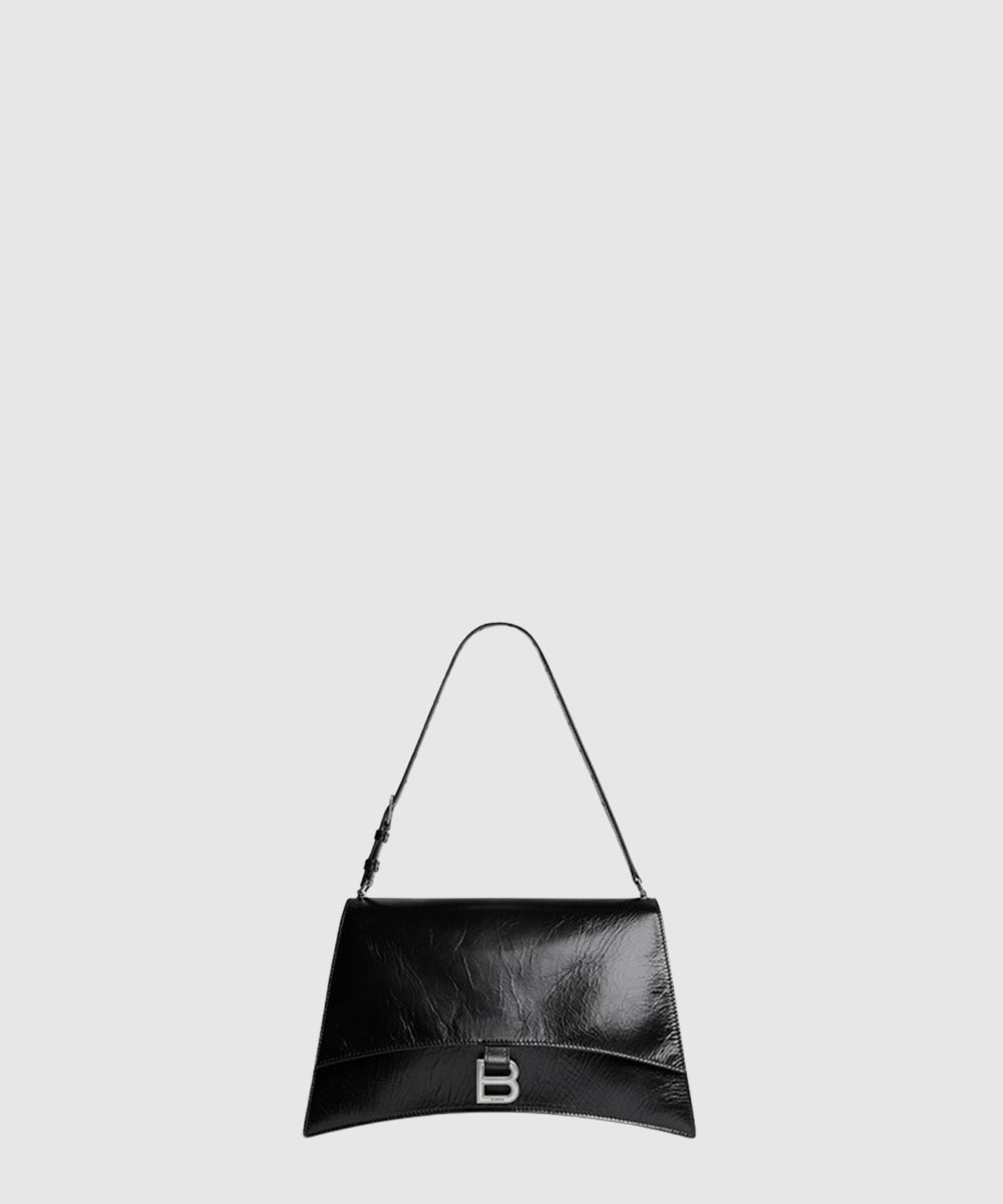 발렌시아가 크러쉬 미디엄 슬링백 블랙 실버 메탈 765466