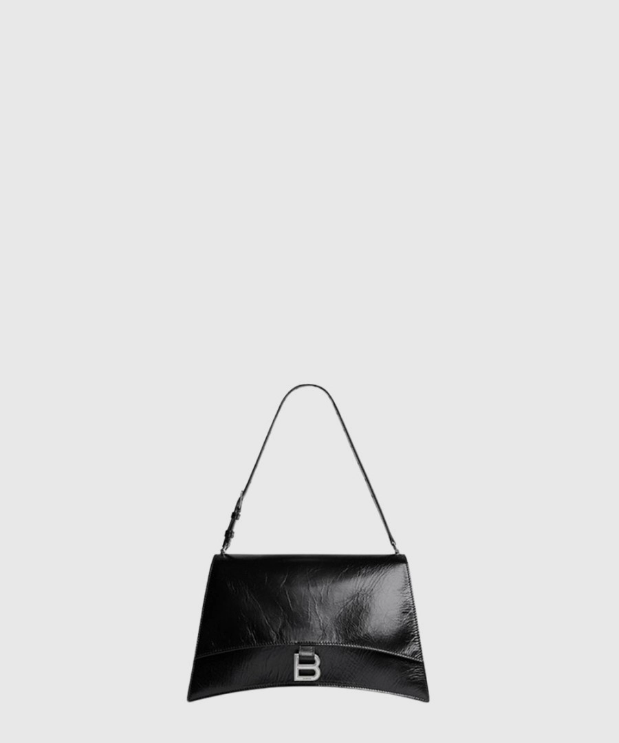 발렌시아가 크러쉬 미디엄 슬링백 블랙 실버 메탈 765466
