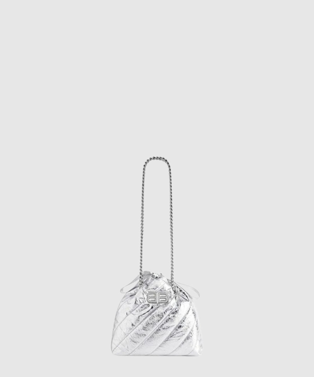 발렌시아가 크러쉬 스몰 퀼트 토트백 실버 7429422