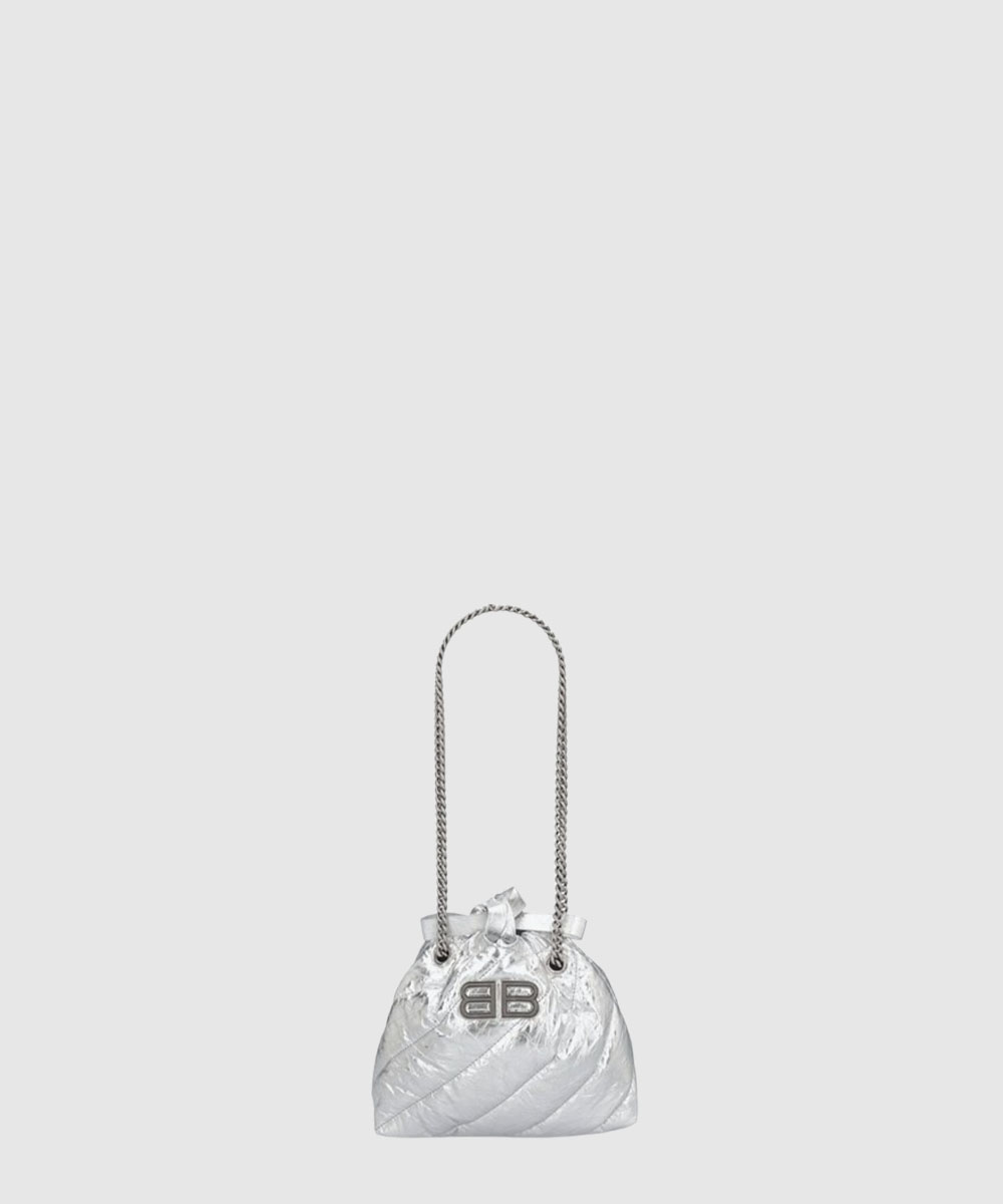 발렌시아가 크러쉬 XS 퀄트 토트백 실버 781796