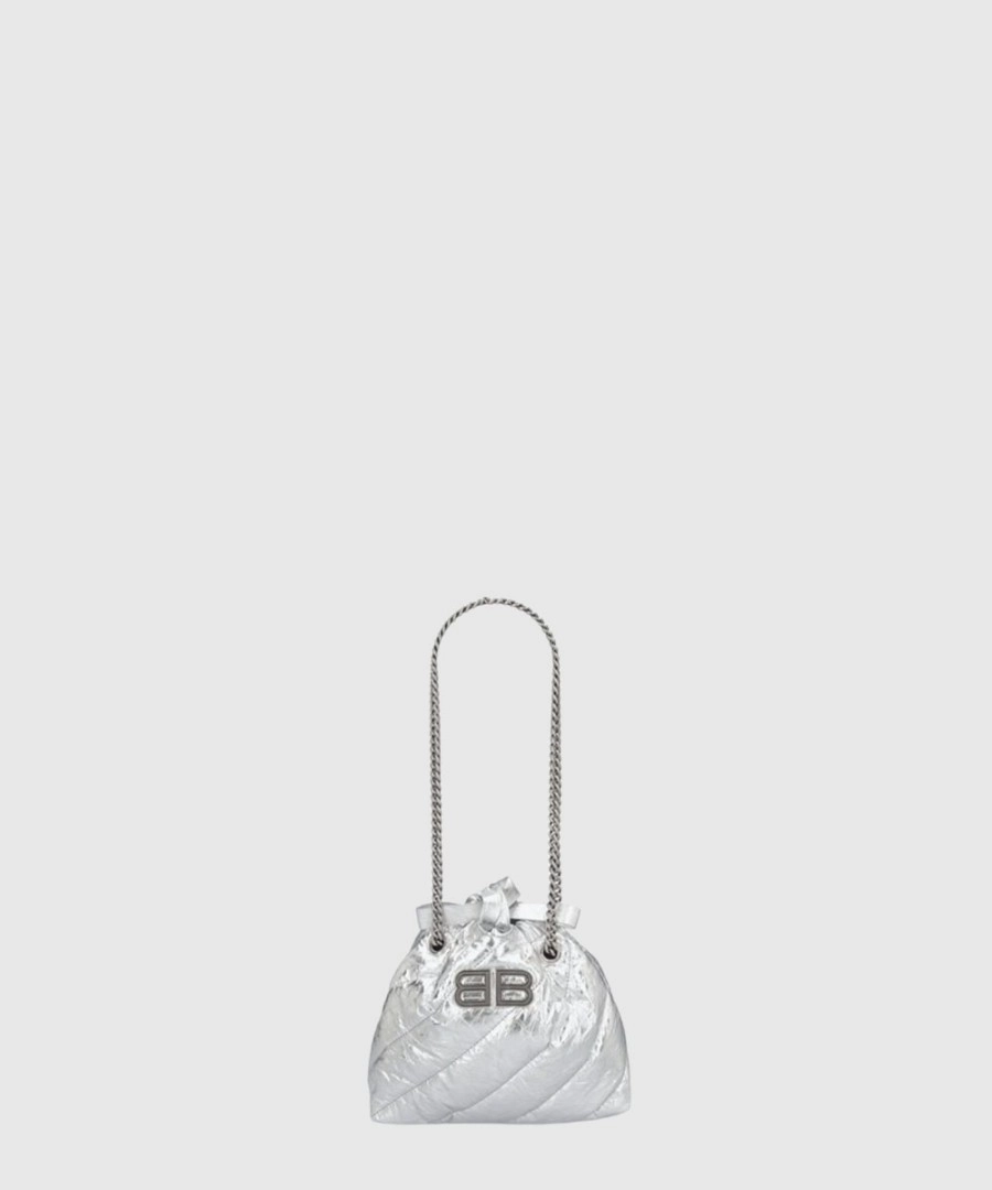 발렌시아가 크러쉬 XS 퀄트 토트백 실버 781796
