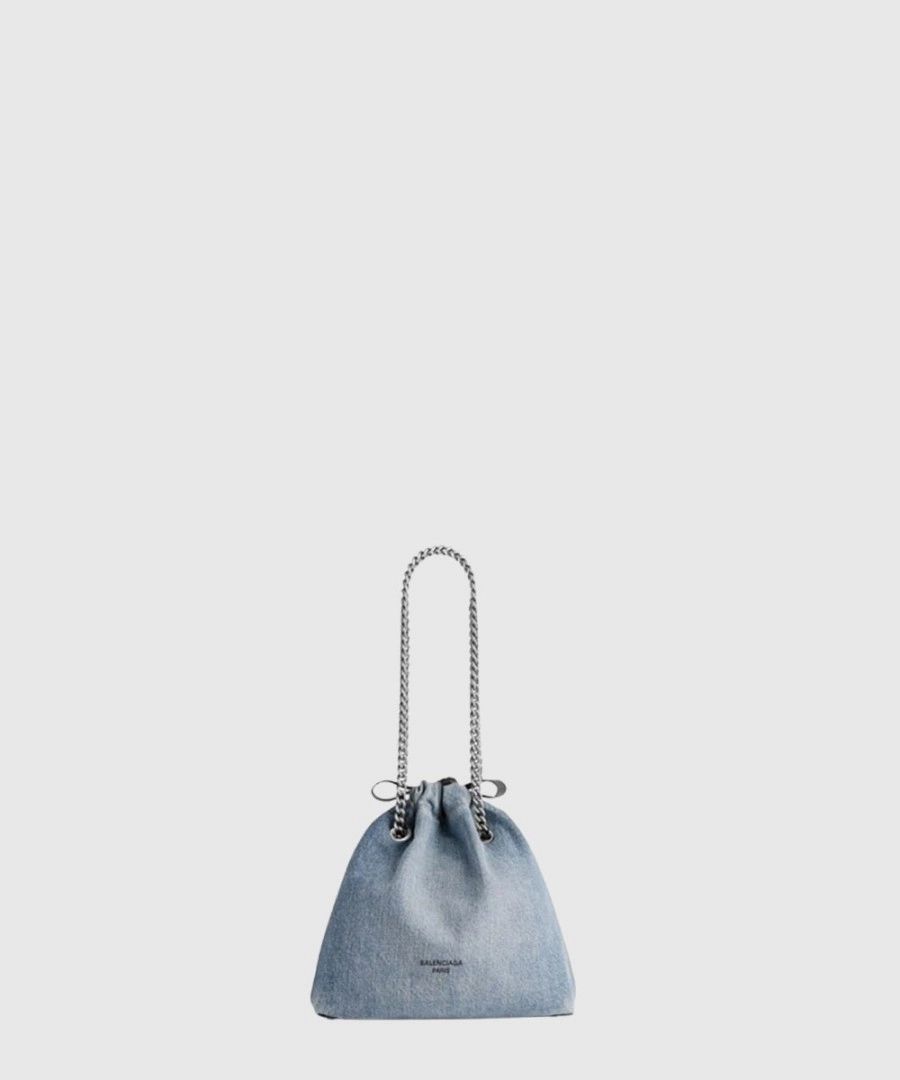 발렌시아가 크러쉬 스몰 토트백 데님 7429422