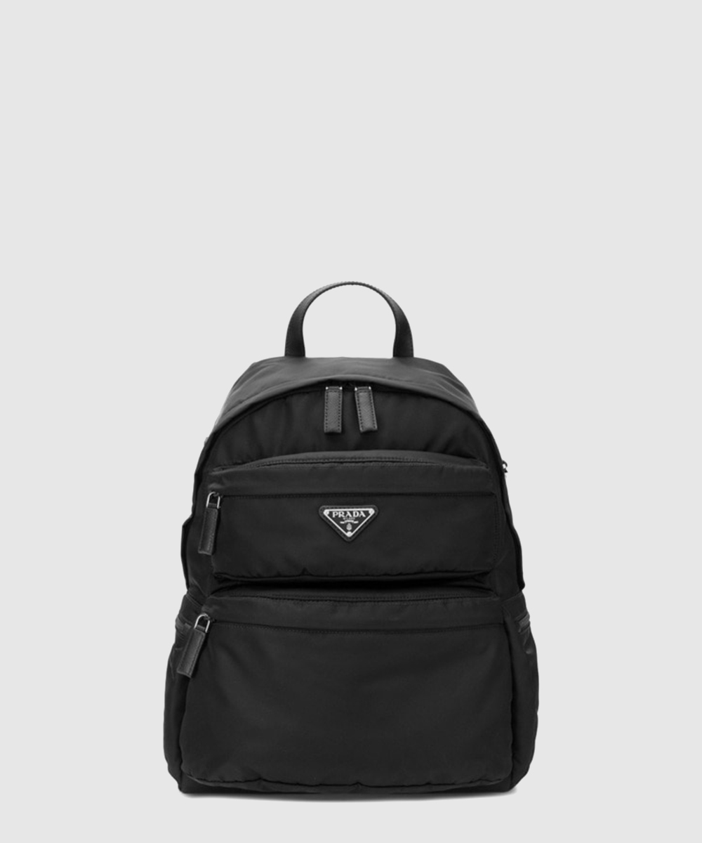 프라다 리나일론 및 사피아노 가죽 백팩 블랙 2VZ025