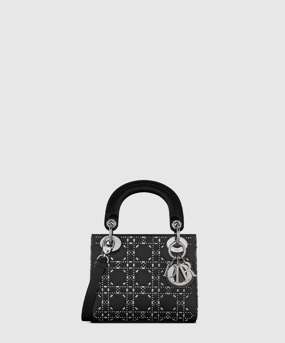 디올 Lady Dior 미니 백 블랙 새틴 M0500