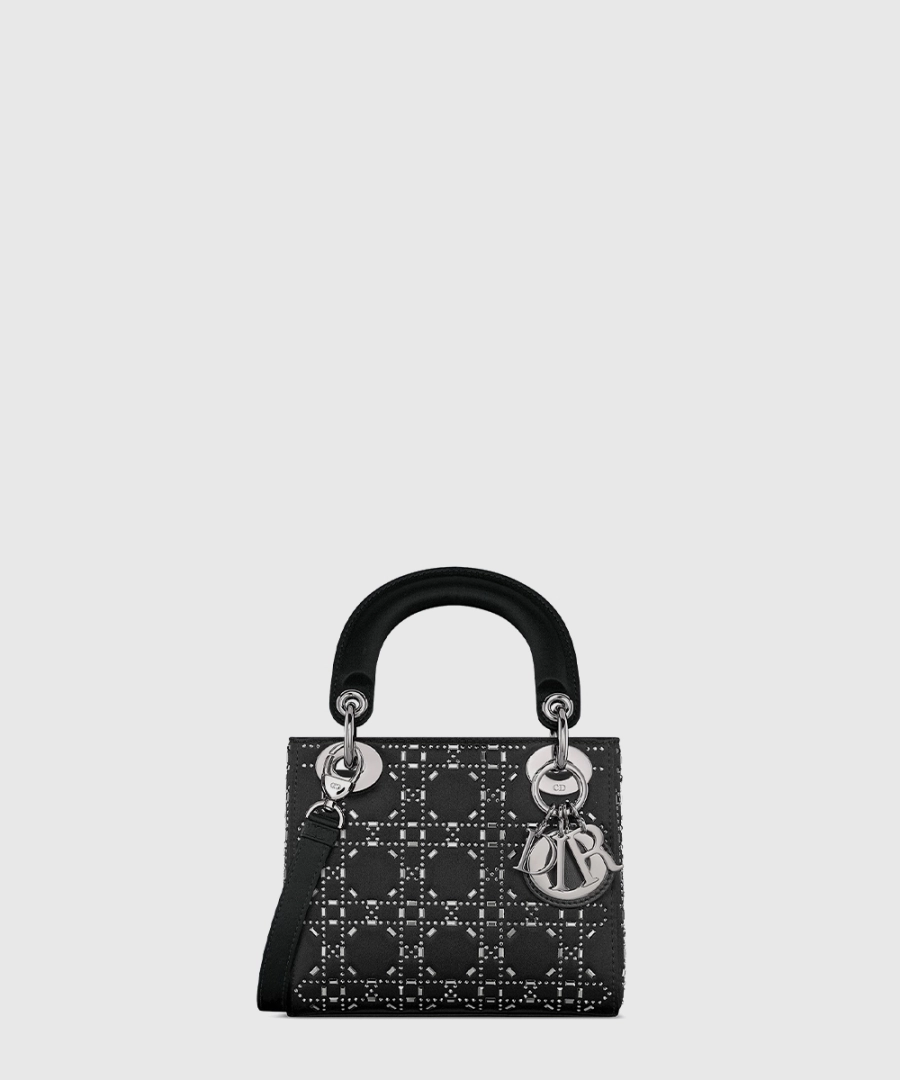 디올 Lady Dior 미니 백 블랙 새틴 M0500