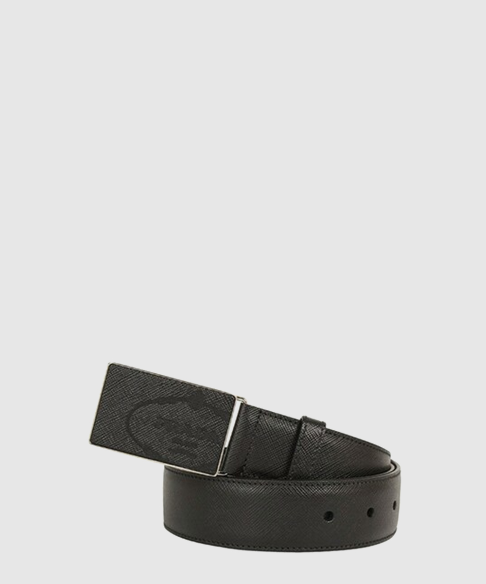 프라다 스퀘어 사피아노 가죽 벨트 블랙 2CM190