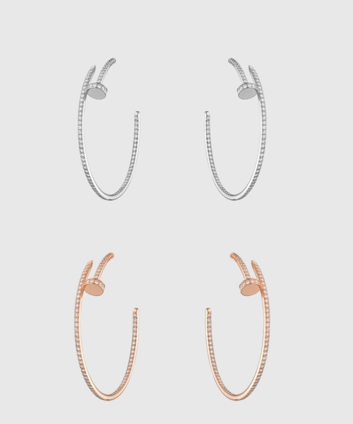 까르띠에 저스트 앵 끌루 후프 이어링 라지 파베 세팅 N8515009