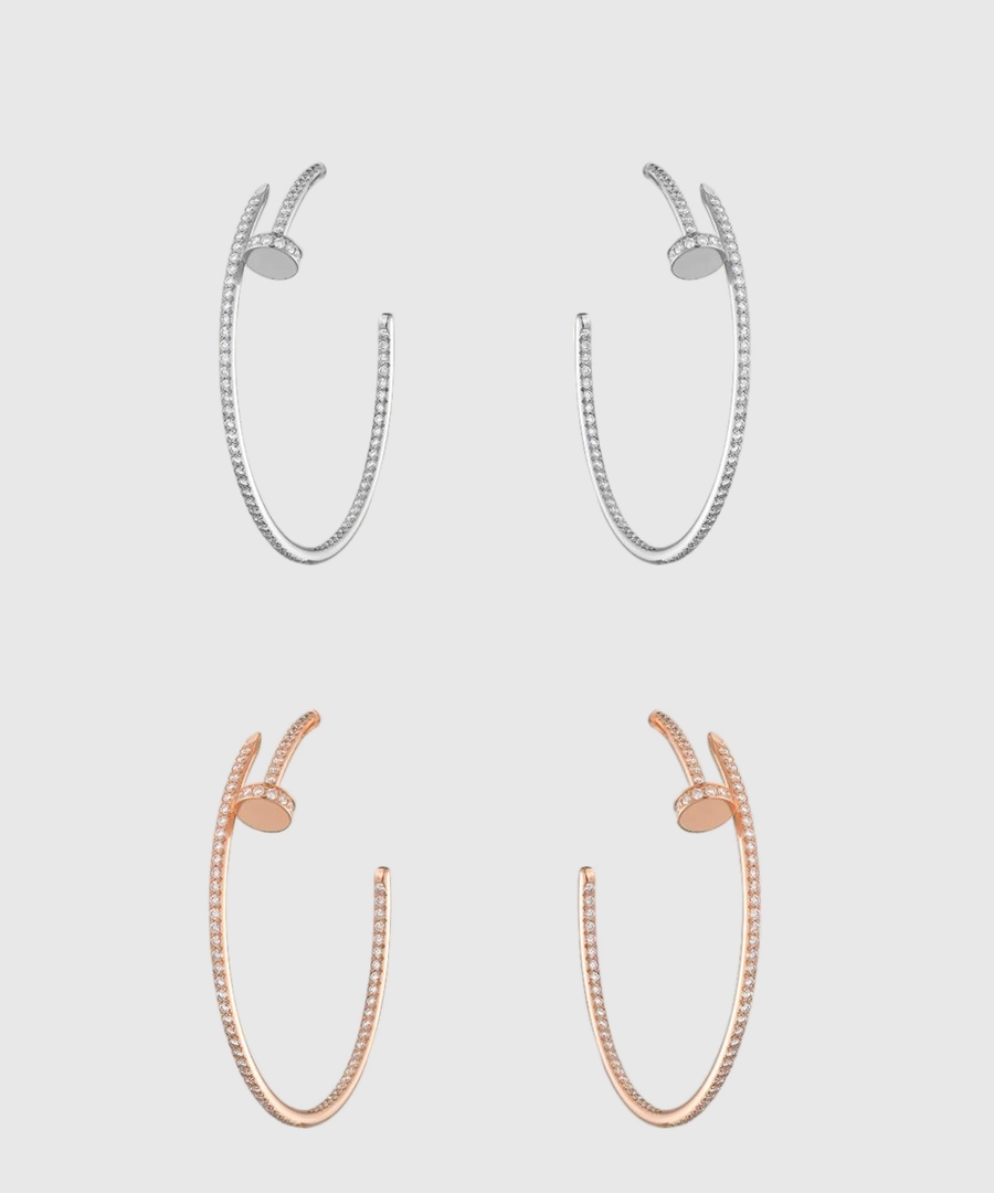 까르띠에 저스트 앵 끌루 후프 이어링 라지 파베 세팅 N8515009