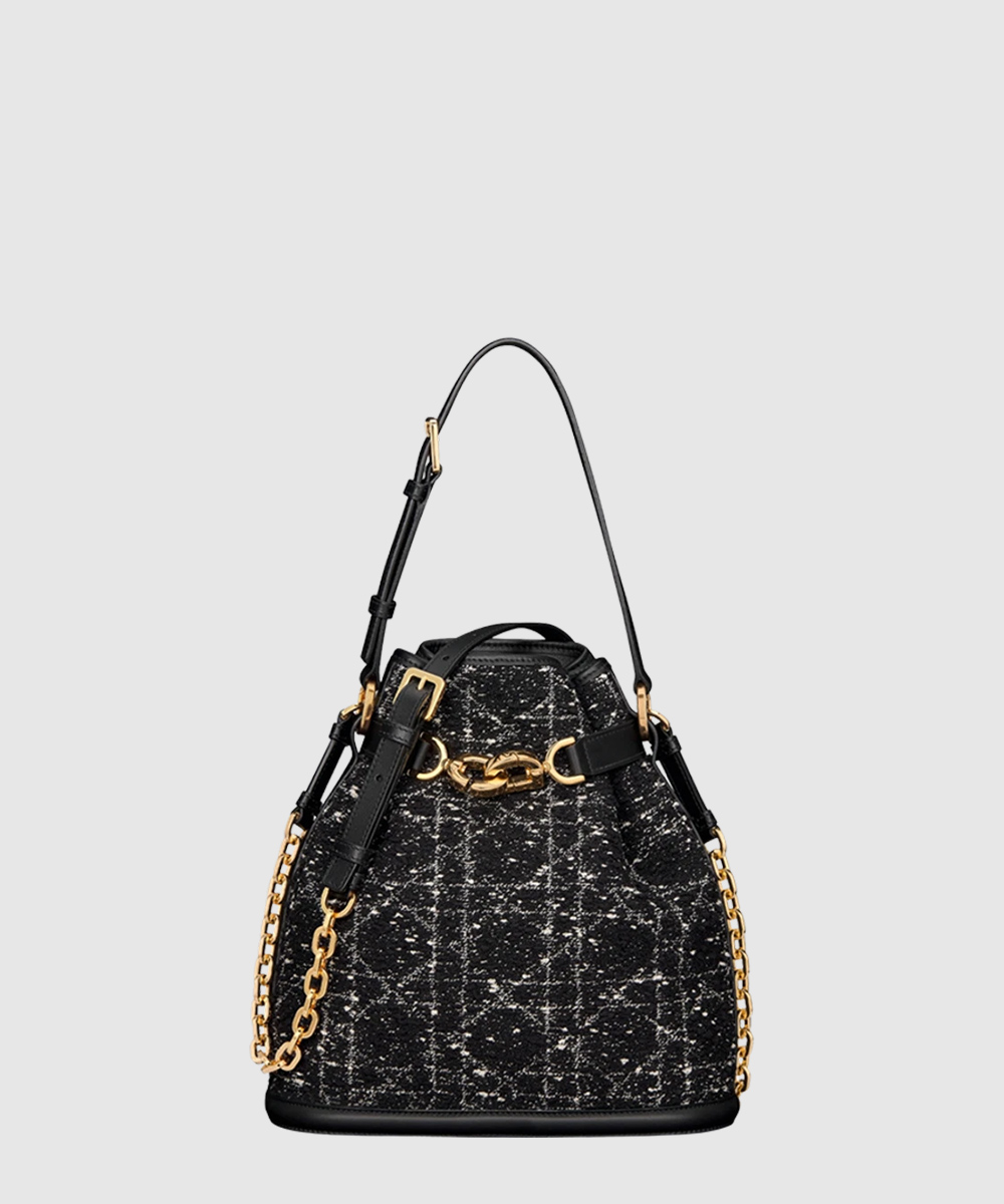 디올 C'est Dior 미디엄 백 블랙 까나쥬 트위드 M2271