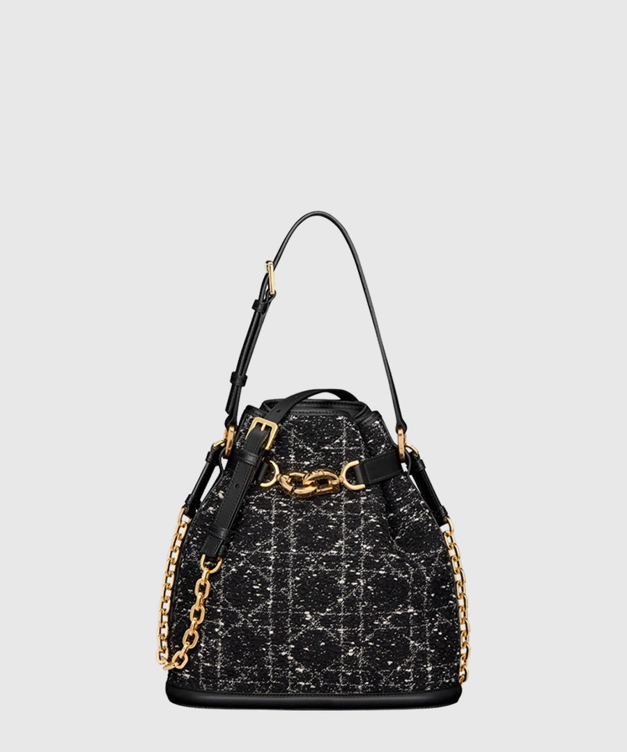 디올 C'est Dior 미디엄 백 블랙 까나쥬 트위드 M2271