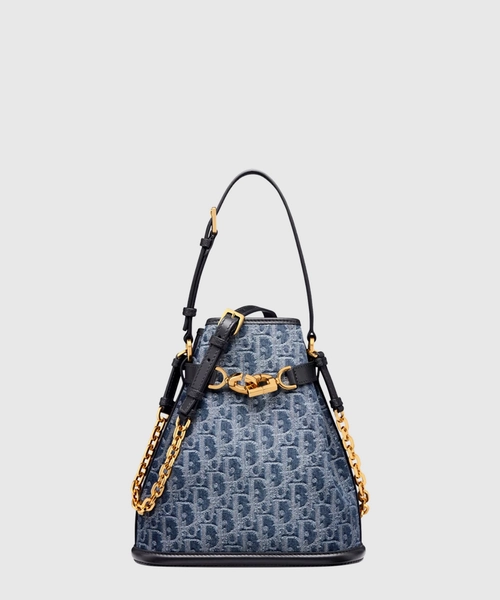 디올 C'Est Dior 미디엄 백 오블리크 자카드 블루 데님 M2271