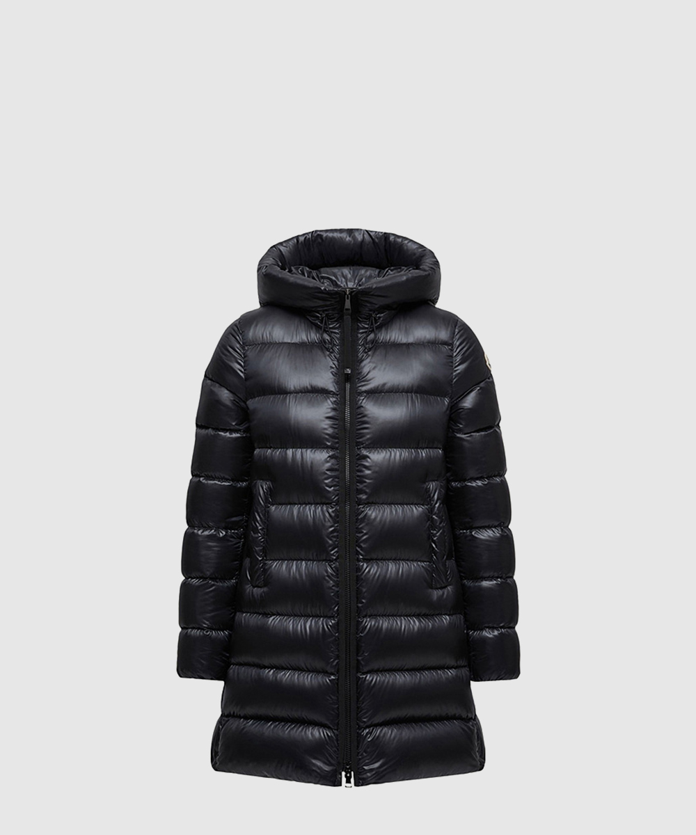 몽클레르 수엔 후드 미디 길이 다운 재킷 블랙 L20931