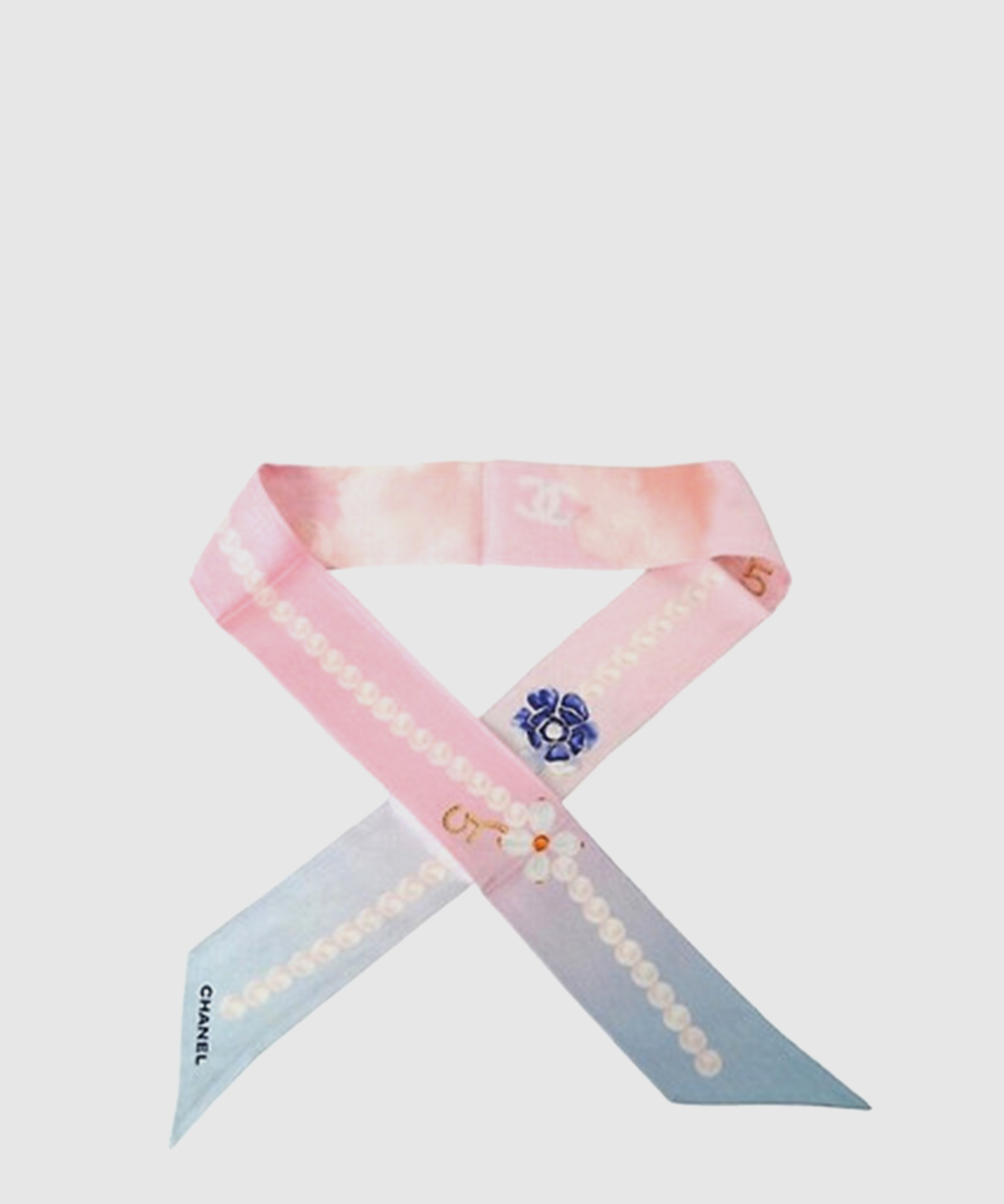 샤넬 펄 카멜리아 그라데이션 진주 실크 트윌리 2color AAB502