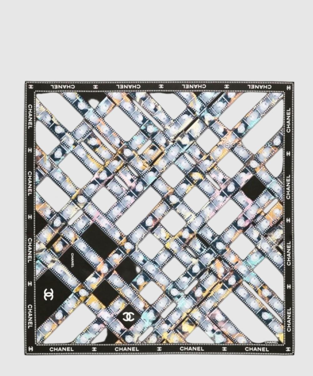 샤넬 실크 자카드 스퀘어 스카프 2color AAB344