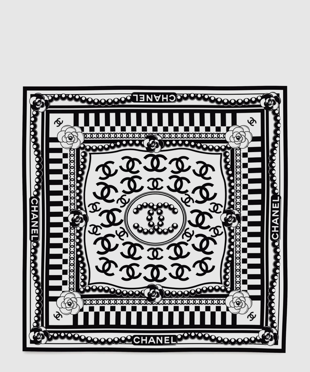 샤넬 CC 로고 까멜리아 프린트 스카프 2color AAB684