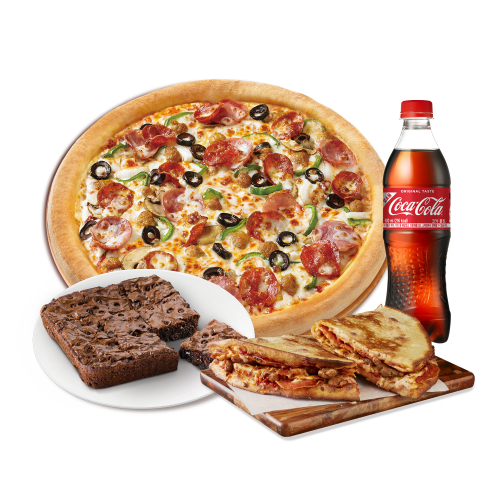 오리지널 수퍼 파파스(R)+이탈리안 파파디아즈+더블 초코칩 브라우니+코카-콜라500ml