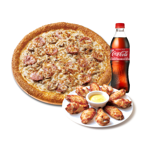 오리지널 햄 머쉬룸 식스 치즈(L)+파파스 윙+코카-콜라500ml
