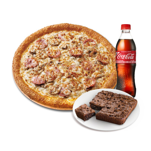 오리지널 햄 머쉬룸 식스 치즈(L)+더블 초코칩 브라우니+코카-콜라500ml