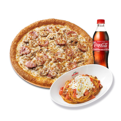오리지널 햄 머쉬룸 식스 치즈(L)+파파스 파스타(미트)+코카-콜라500ml