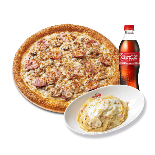 오리지널 햄 머쉬룸 식스 치즈(L)+파파스 파스타(화이트)+코카-콜라500ml