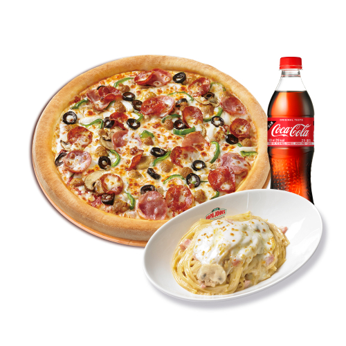 오리지널 수퍼 파파스(L)+파파스 파스타(화이트)+코카-콜라500ml