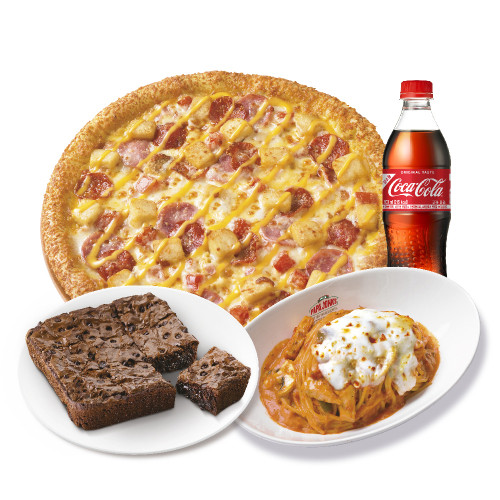 오리지널위스콘신치즈포테이토(L)+파파스파스타(로제)+더블초코칩브라우니+코카-콜라500ml