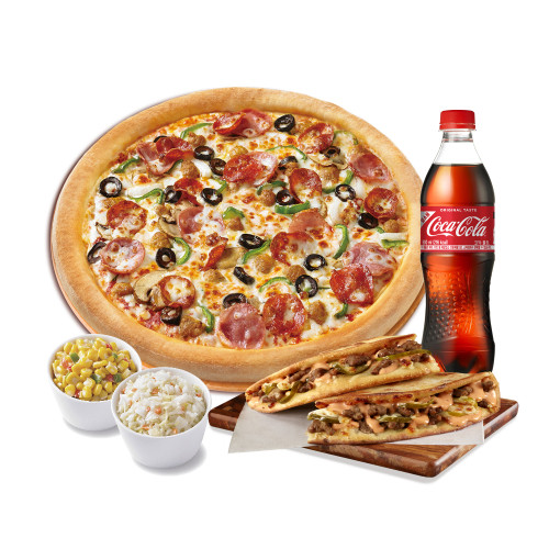 오리지널수퍼파파스(R)+더블치즈버거파파디아즈+파파 콘샐러드+파파코울슬로+코카콜라500ml