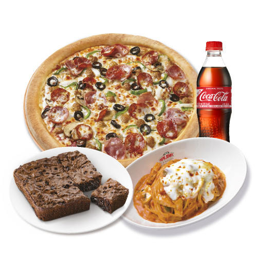 오리지널 수퍼 파파스(L)+파파스 파스타(로제)+더블 초코칩 브라우니+코카-콜라500ml