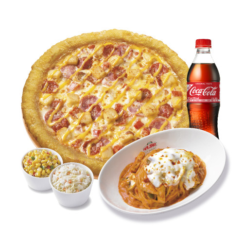 치즈롤위스콘신치즈포테이토(L)+파파스파스타(로제)+파파콘샐러드+파파코울슬로+코카-콜라500