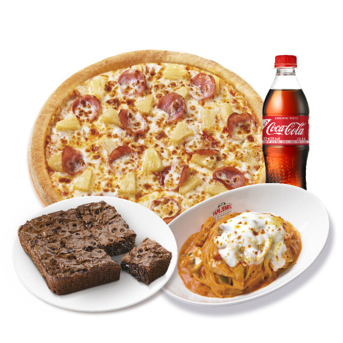 오리지널 하와이안(L)+파파스 파스타(로제)+더블 초코칩 브라우니+코카-콜라500ml
