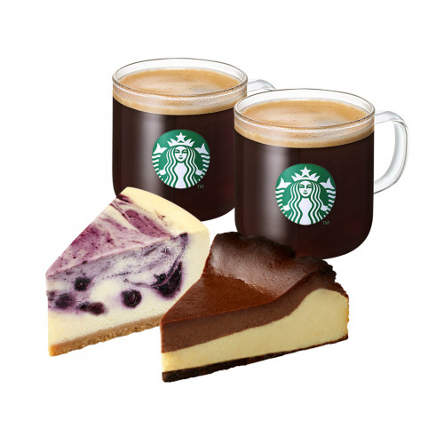 [생일 축하합니다] 카페 아메리카노T 2잔 + 블루베리마블치즈케이크 + 바스크초코치즈케이크