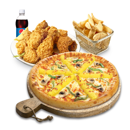 고구마피치세트L(고구마피자L+후라이드치킨(뼈))+리얼웨지버터갈릭+콜라1.25L