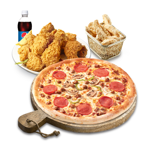 피치세트L(콤비네이션피자L+후라이드치킨(뼈))+리얼웨지콘스프+콜라1.25L