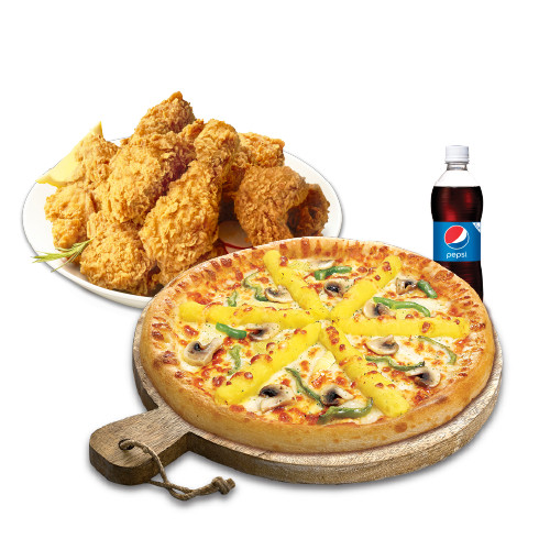 고구마피치세트L(고구마피자L+후라이드치킨(뼈))+치즈크러스트+콜라1.25L