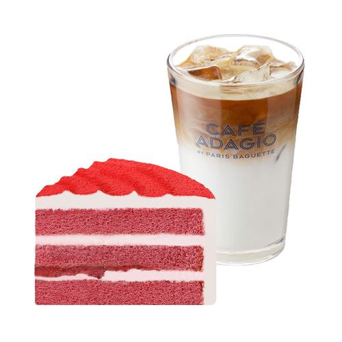 마이 딸기조각세트(마이넘버원 딸기생크림 조각케이크+아이스 카페라떼 1잔)