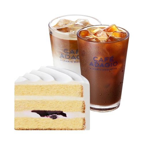 블루베리 조각세트(마이넘버원 블루베리 요거트 조각케이크+아이스 아메리카노+아이스 카페라떼)