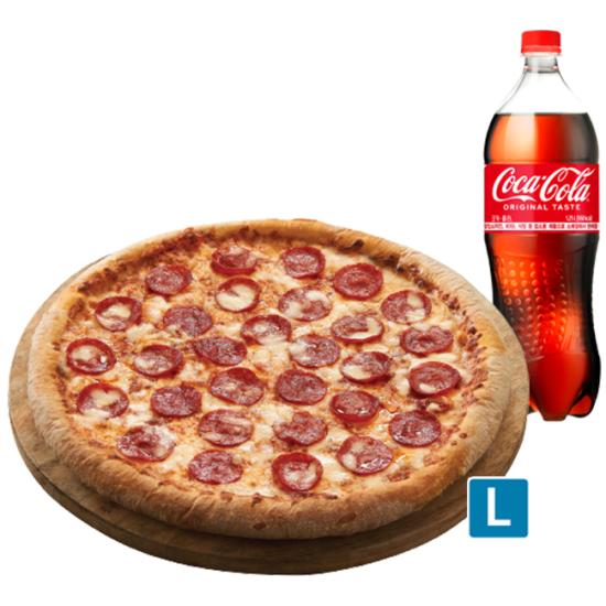 도미노피자 페퍼로니L(씬)+콜라 1.25L