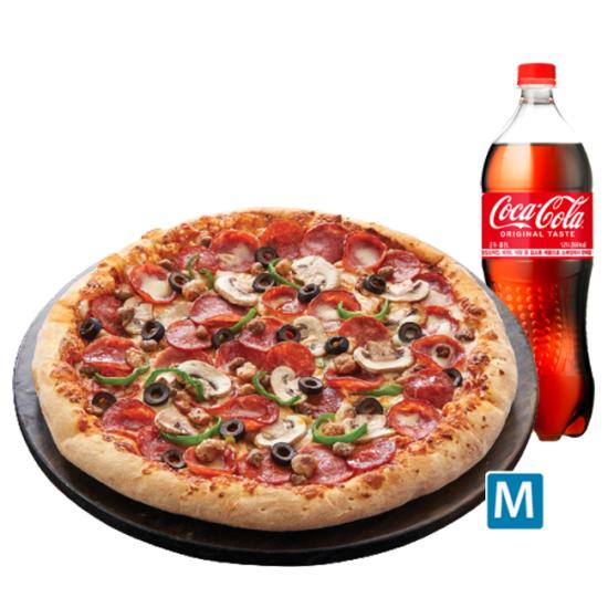도미노피자 슈퍼디럭스M(씬)+콜라 1.25L