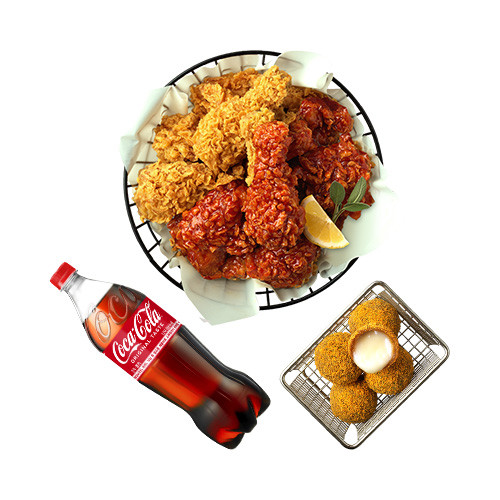 후라이드반/양념반+뿌링치즈볼+콜라1.25L