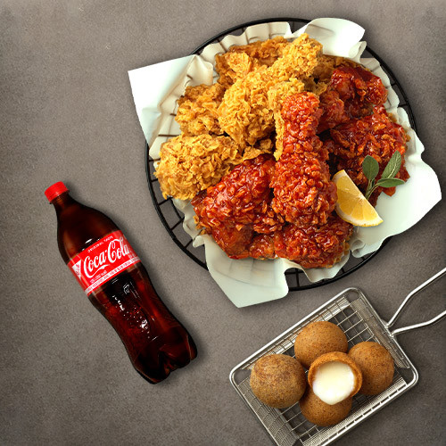 후라이드반/양념반+치즈볼+콜라1.25L
