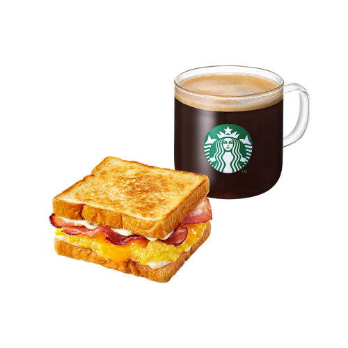 [노릇노릇 든든하게] 카페 아메리카노 T + 스크램블 에그 베이컨 샌드위치