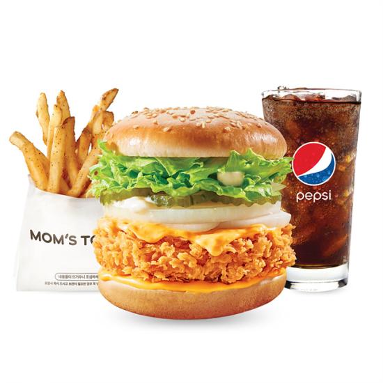 맘스터치  딥치즈버거 세트