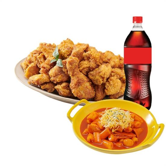 노랑통닭 (오리지널/순살)후라이드치킨+떡볶이+콜라1.25L