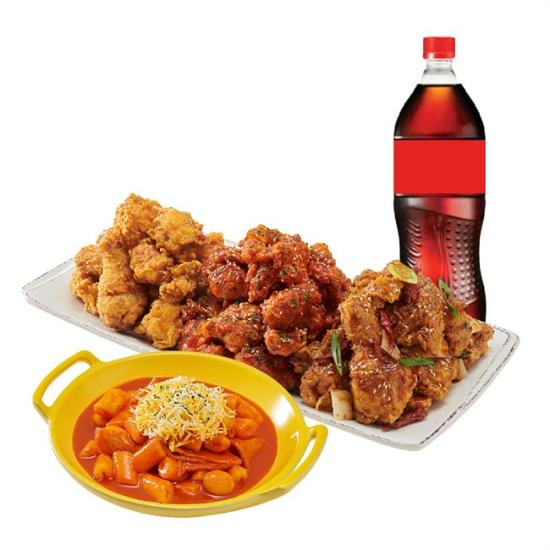 노랑통닭 (오리지널/순살)노랑3종+떡볶이+콜라1.25L
