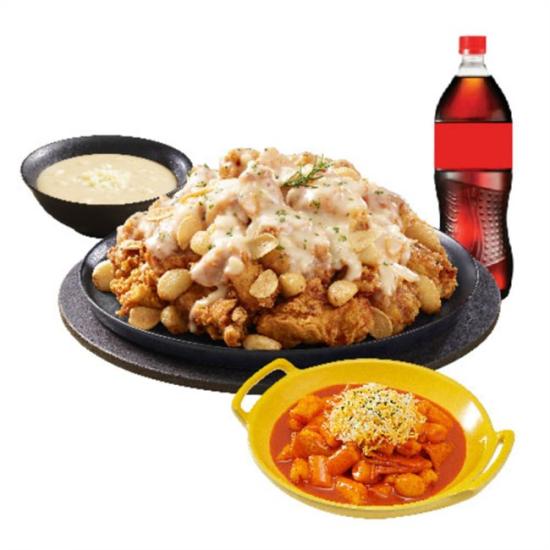 노랑통닭 (레귤러/순살)갈릭 인 더 딥+떡볶이+콜라1.25L