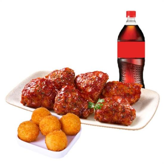 노랑통닭 (6PCS)싸이 바비큐+치즈볼(오)+콜라1.25L