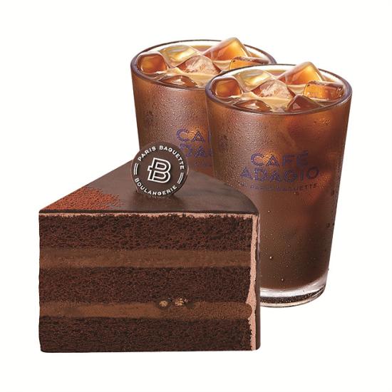 파리바게뜨 밥먹고 파바고! 부드러운 초코가나슈 케이크(조각)+아이스 아메리카노 2잔