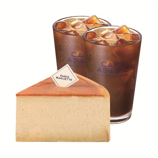 파리바게뜨 밥먹고 파바고! 촉촉한 클래식치즈 케이크(조각)+아이스 아메리카노 2잔