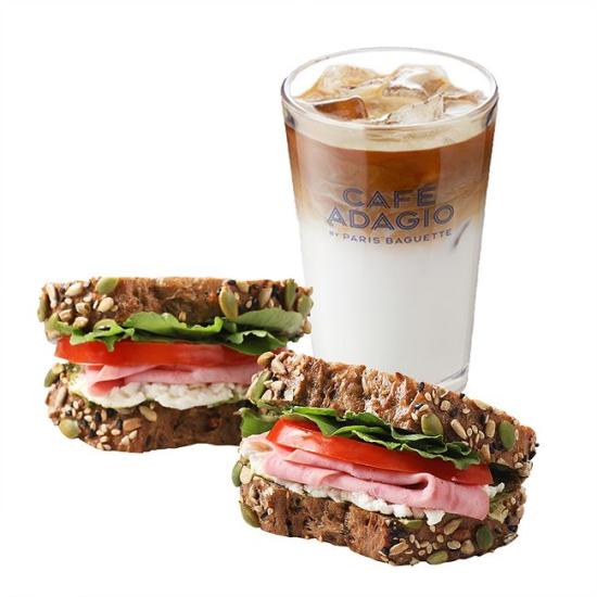 파리바게뜨 바질리코타 호밀 샌드위치 +아이스 카페라떼
